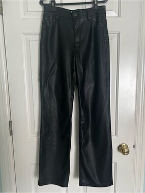 Zara Black Faux Leather Straight Leg Jeans